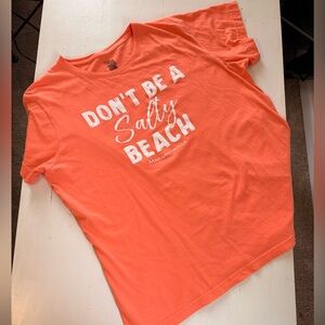 Margaritaville Womens Size XXL 2X Coral T-Shirt “Don’t Be a Salty Beach”